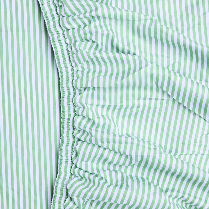 Kip & Co Tarragon Stripe Organic Cotton Fitted Sheet