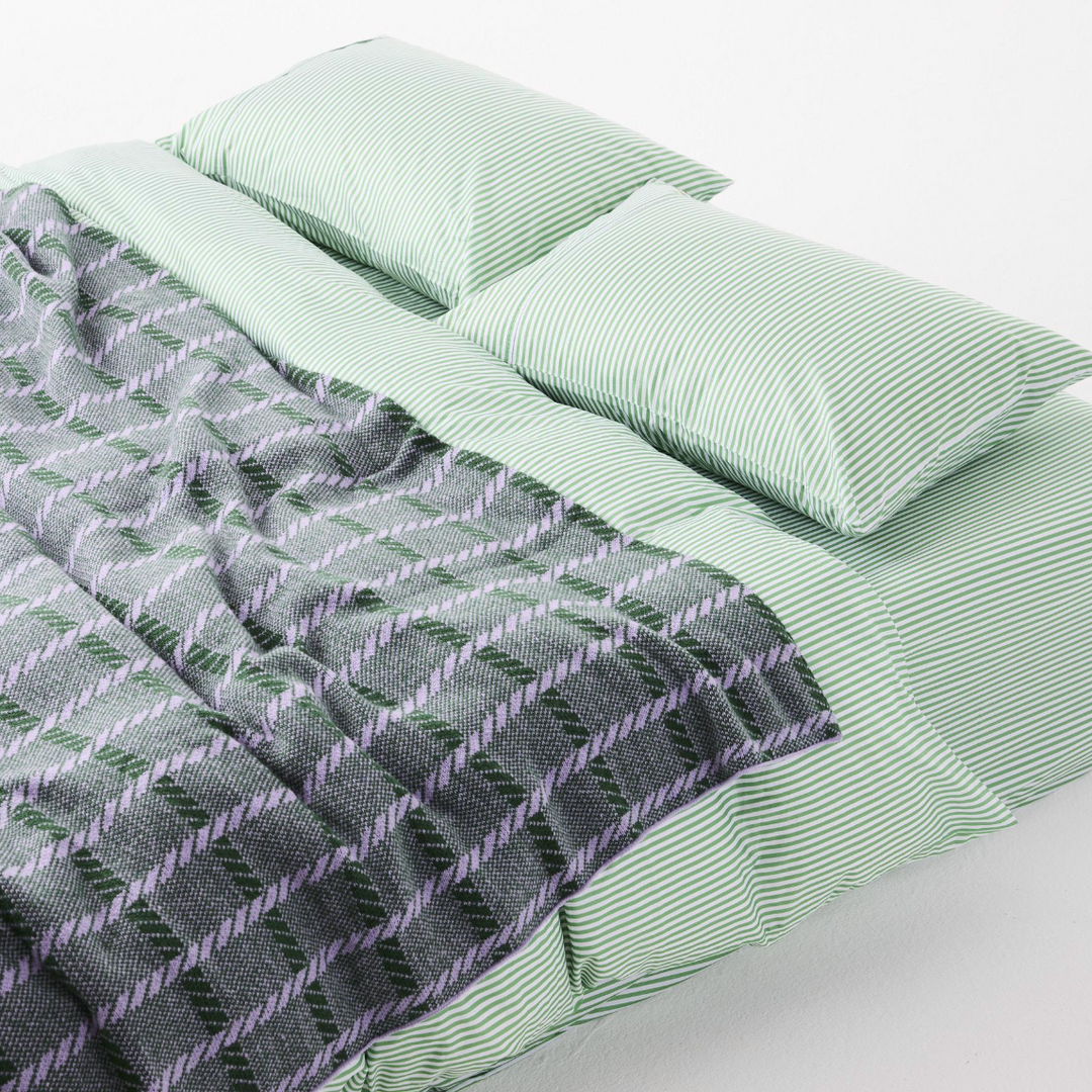 Kip & Co Tarragon Stripe Organic Cotton Fitted Sheet
