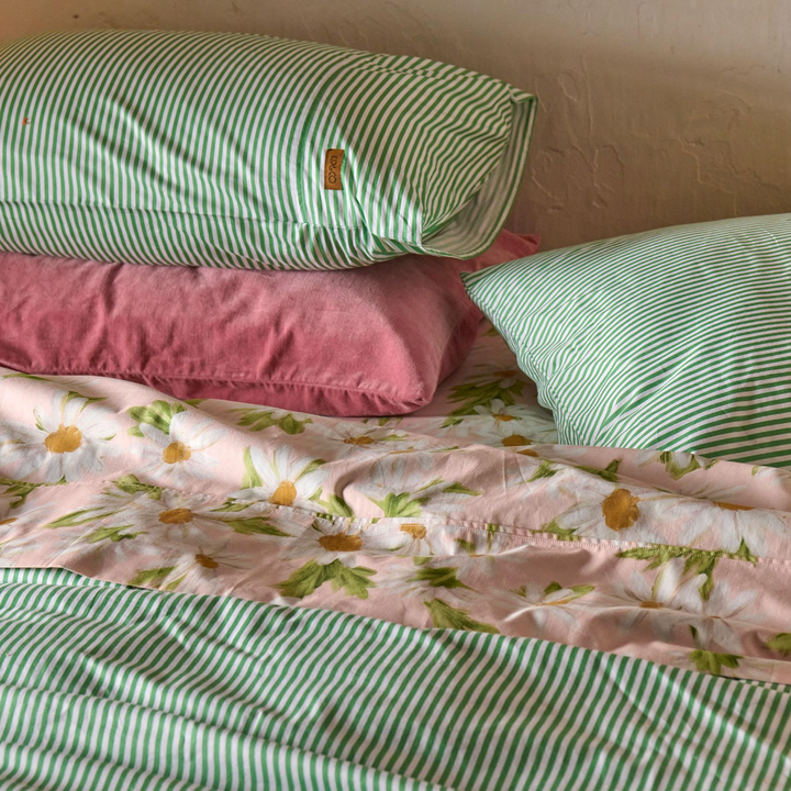Kip & Co Tarragon Stripe Organic Cotton Pillowcases