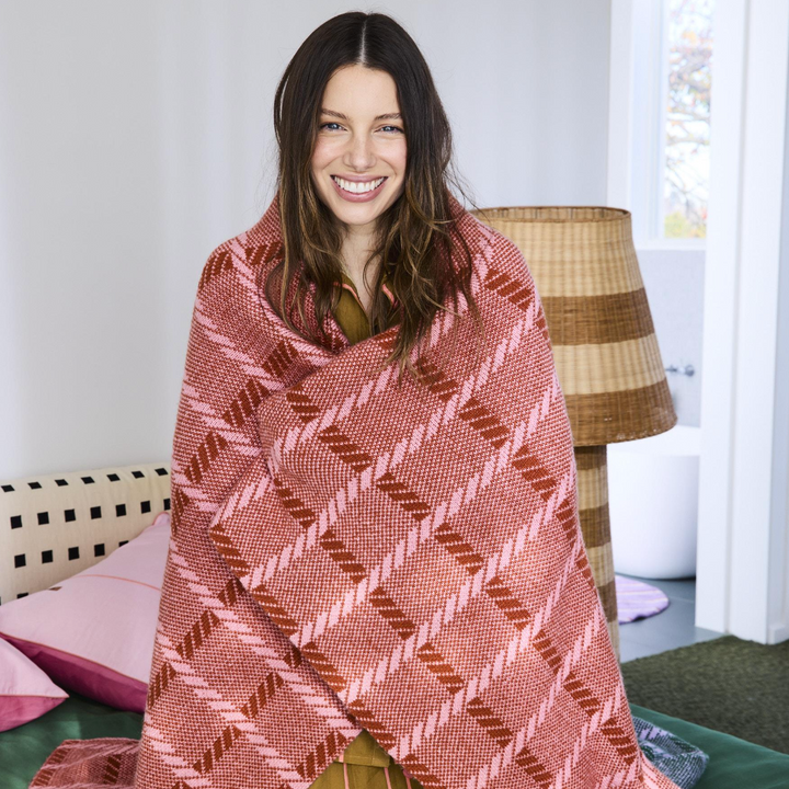 Kip & Co Creme Brulee Check Blanket