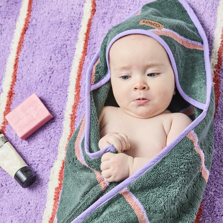 Kip & Co Wakame Crush Stripe Bamboo Terry Baby Towel