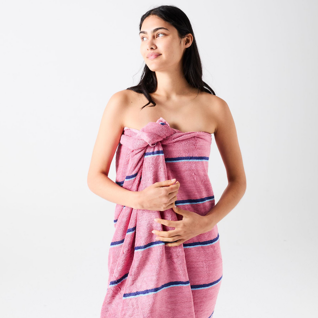 Kip & Co Blushing Stripe Bamboo Terry Bath Towel