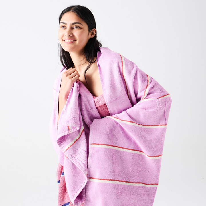 Kip & Co Lavender Field Stripe Bamboo Terry Bath Towel