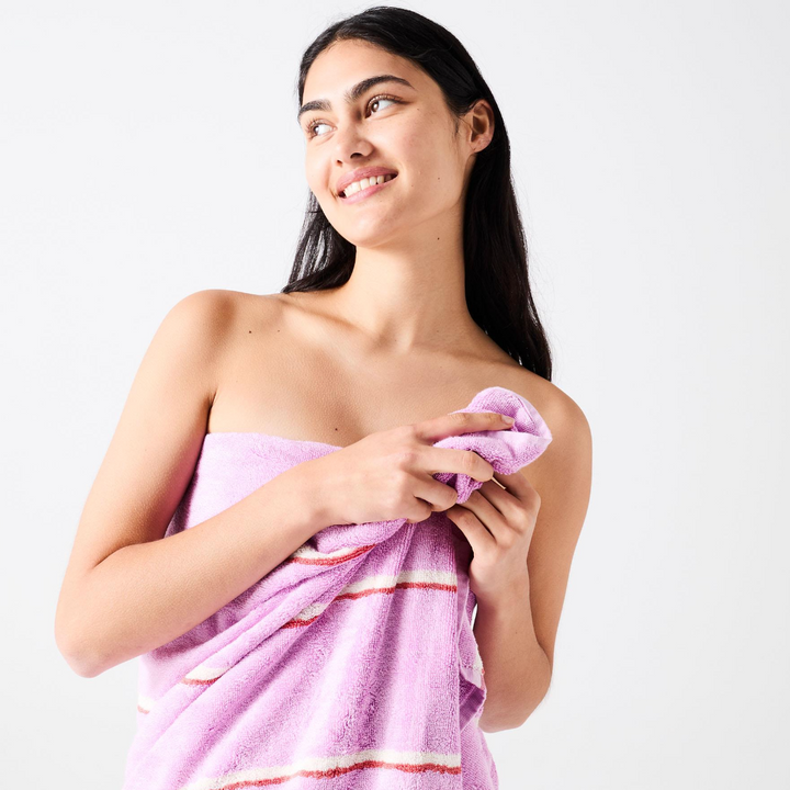 Kip & Co Lavender Field Stripe Bamboo Terry Bath Towel