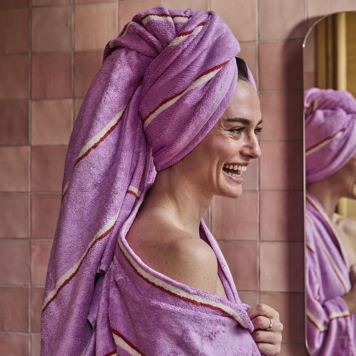 Kip & Co Lavender Field Stripe Bamboo Terry Bath Towel
