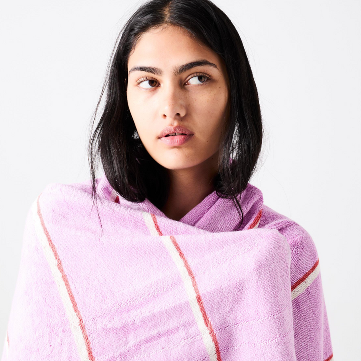 Kip & Co Lavender Field Stripe Bamboo Terry Bath Towel