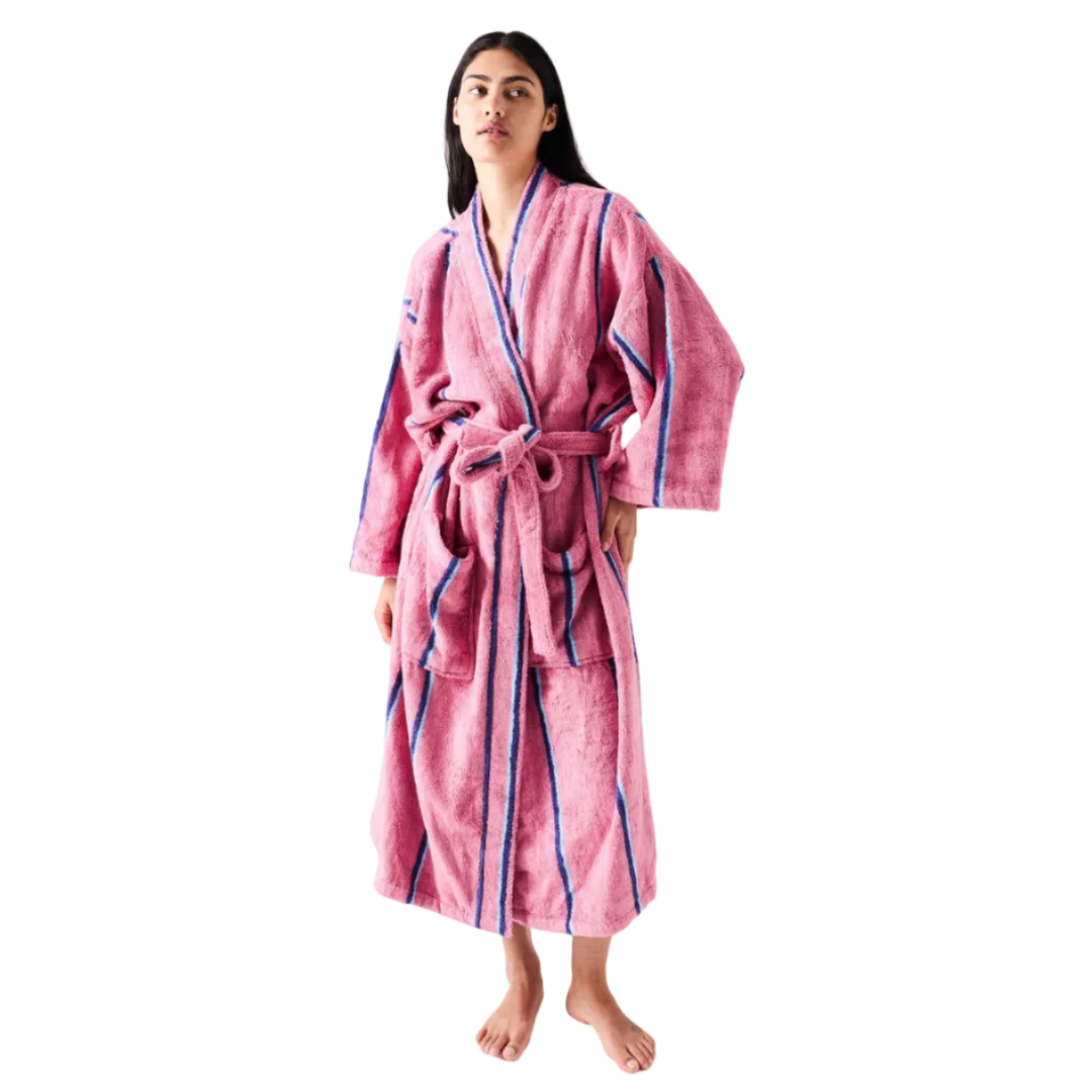 Kip & Co Blushing Stripe Bamboo Terry Bath Robe