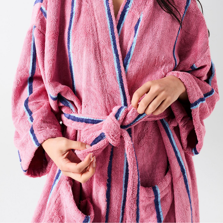 Kip & Co Blushing Stripe Bamboo Terry Bath Robe