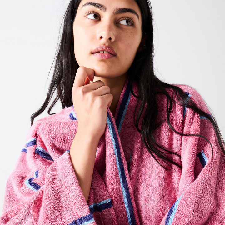 Kip & Co Blushing Stripe Bamboo Terry Bath Robe