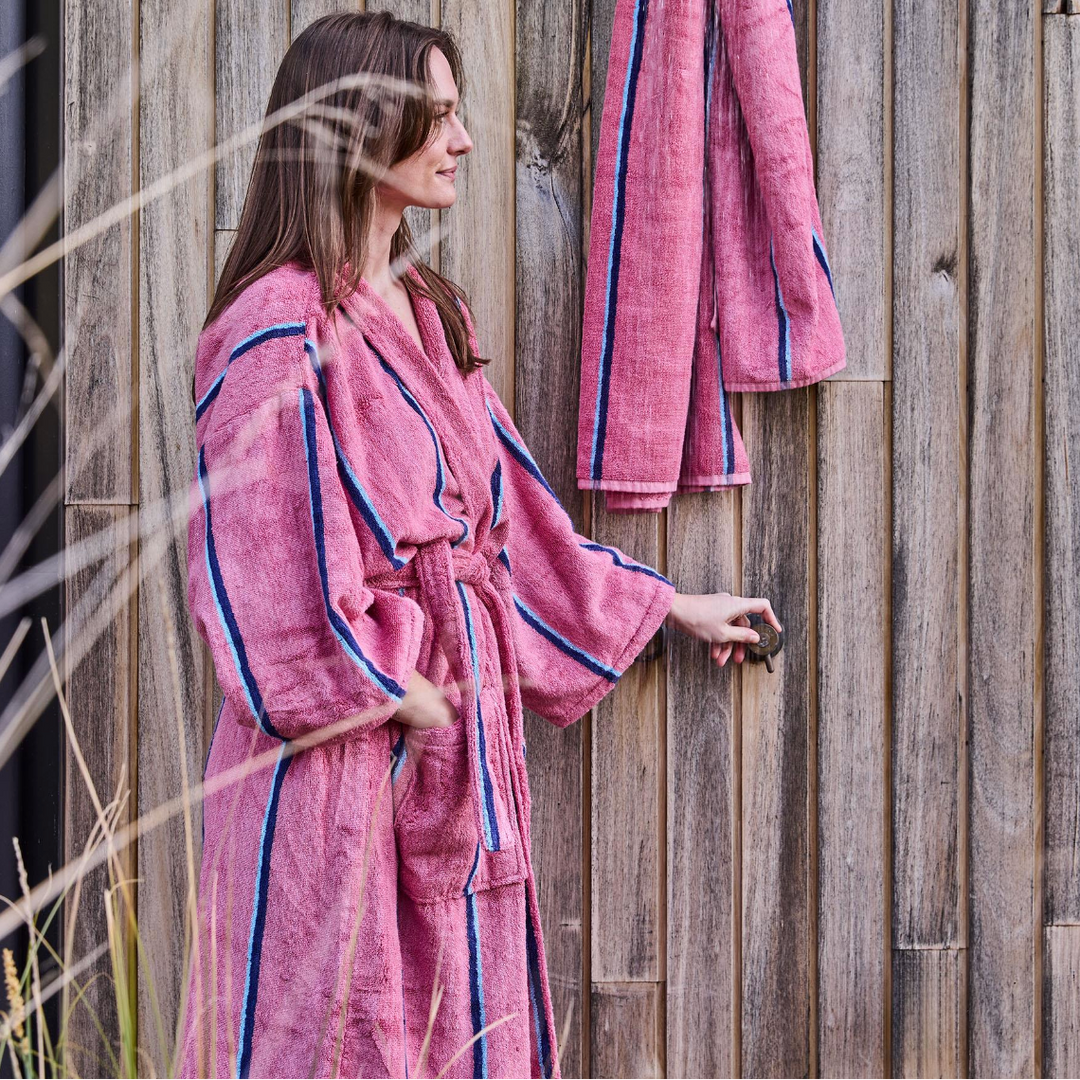 Kip & Co Blushing Stripe Bamboo Terry Bath Robe