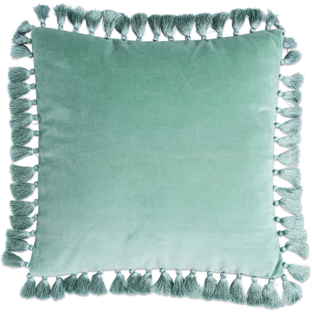 Kip & Co Pistachio Velvet Tassel Cushion