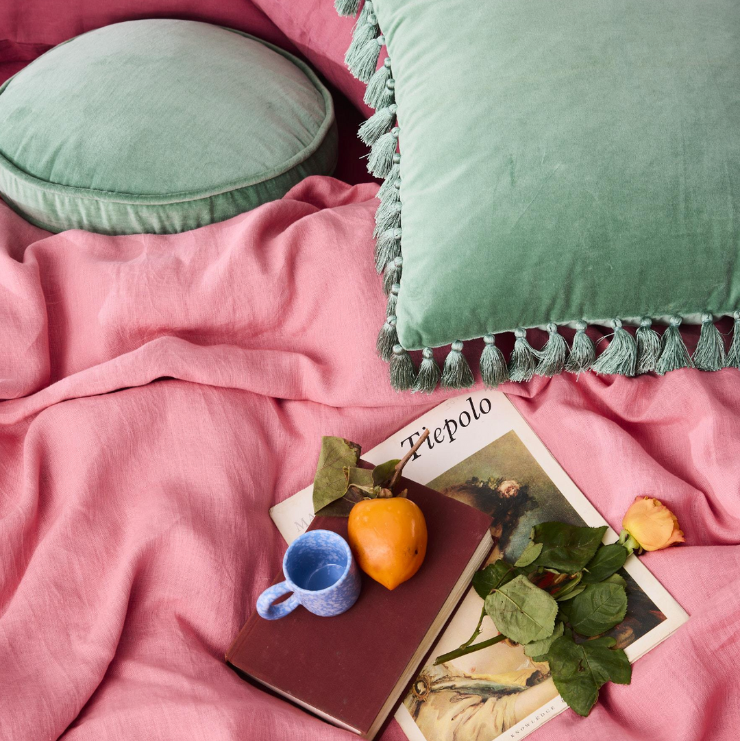 Kip & Co Pistachio Velvet Tassel Cushion