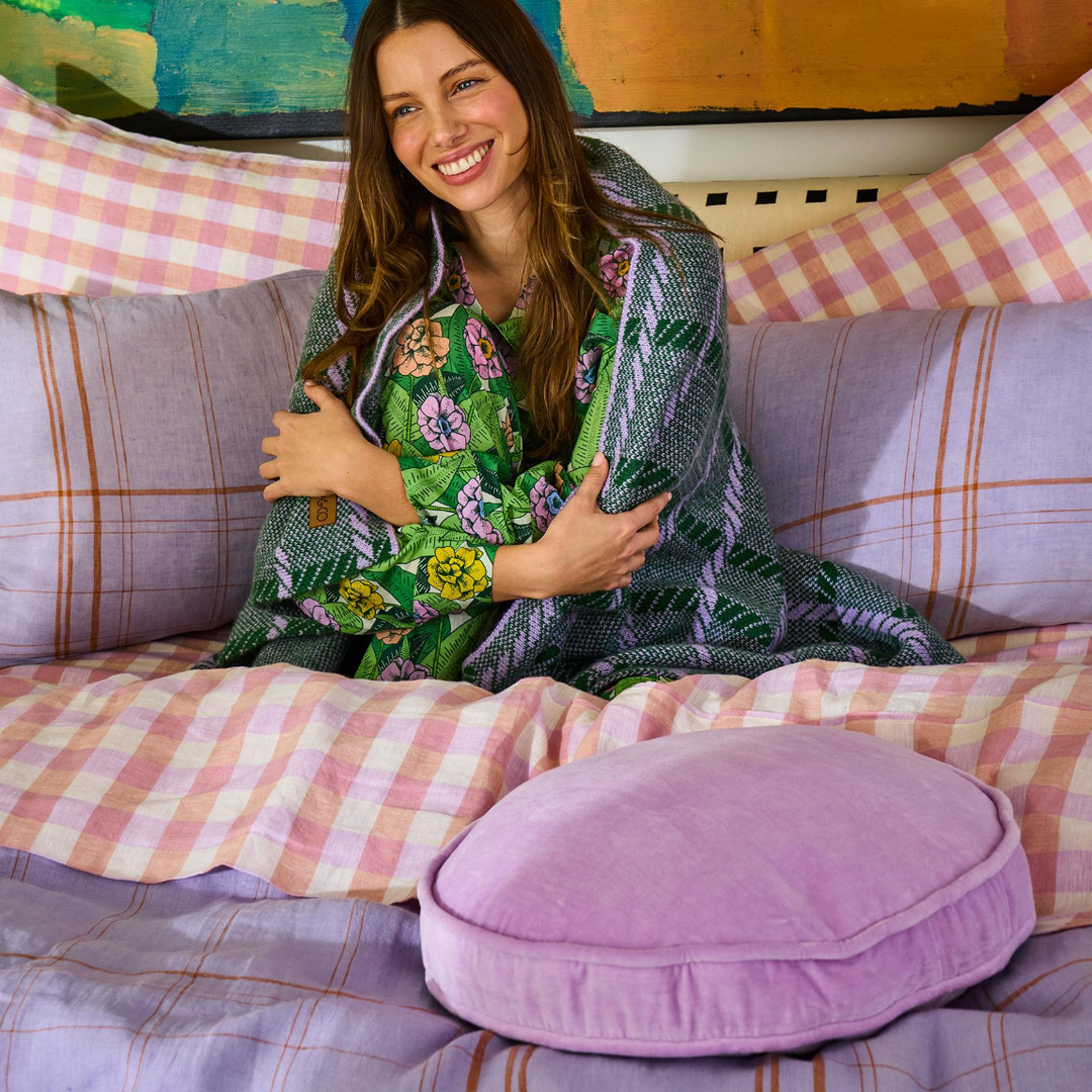 Kip & Co Lilac Velvet Pea Cushion