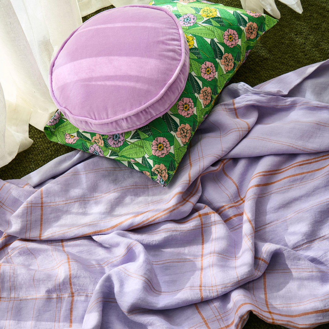 Kip & Co Lilac Velvet Pea Cushion