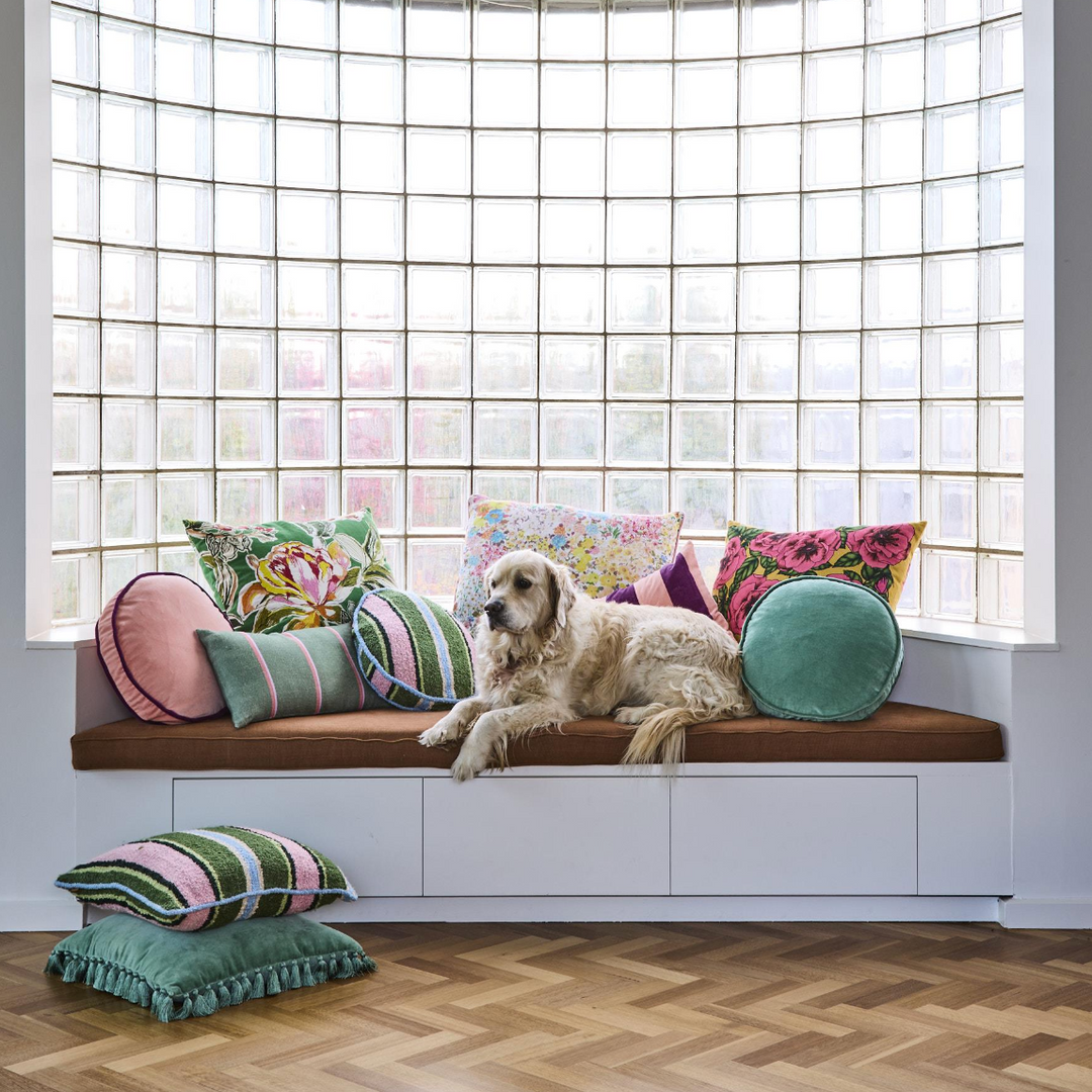 Kip & Co Pistachio Velvet Pea Cushion
