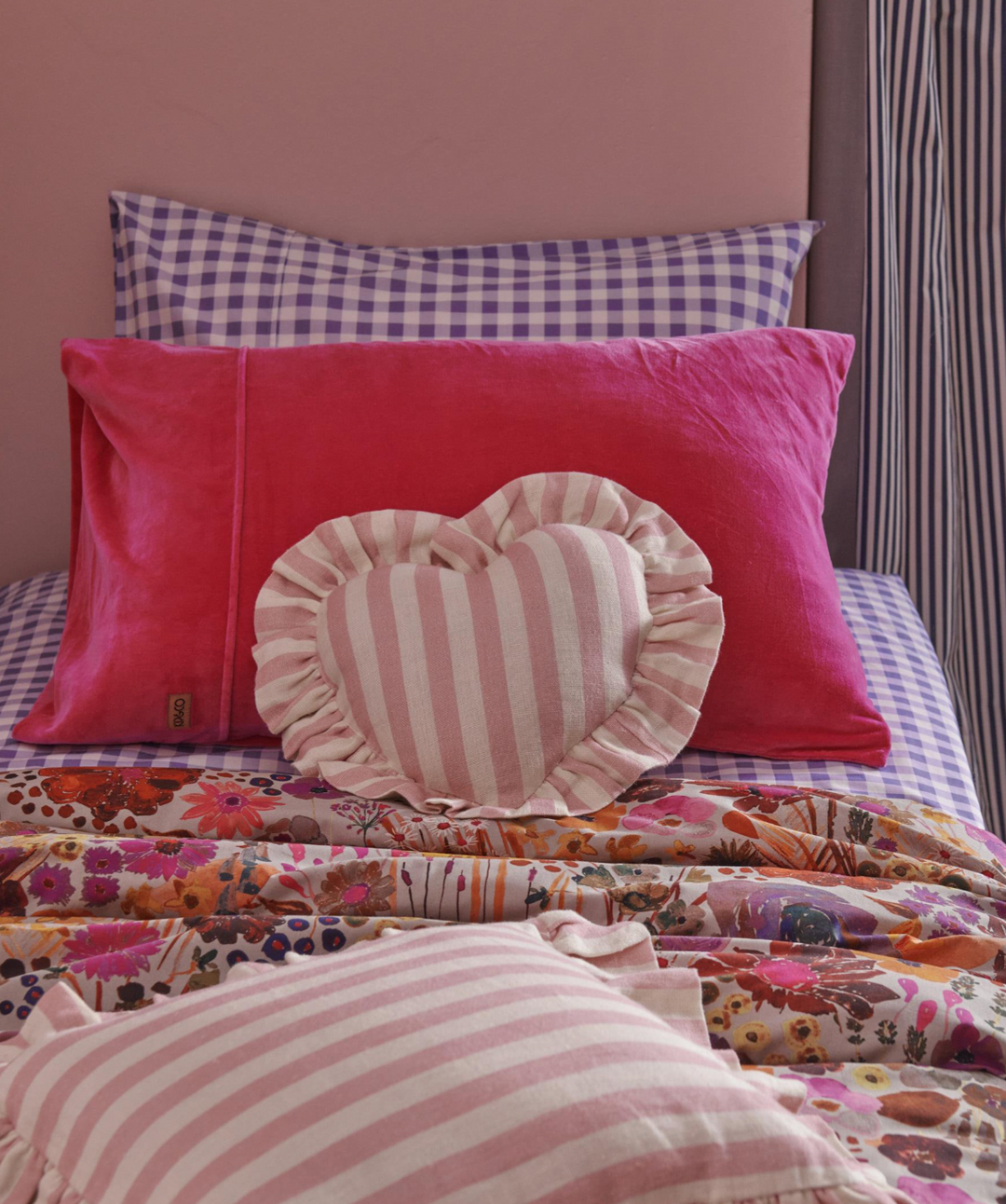 Kip & Co Cotton Candy Heart Frill Upholstery Cushion