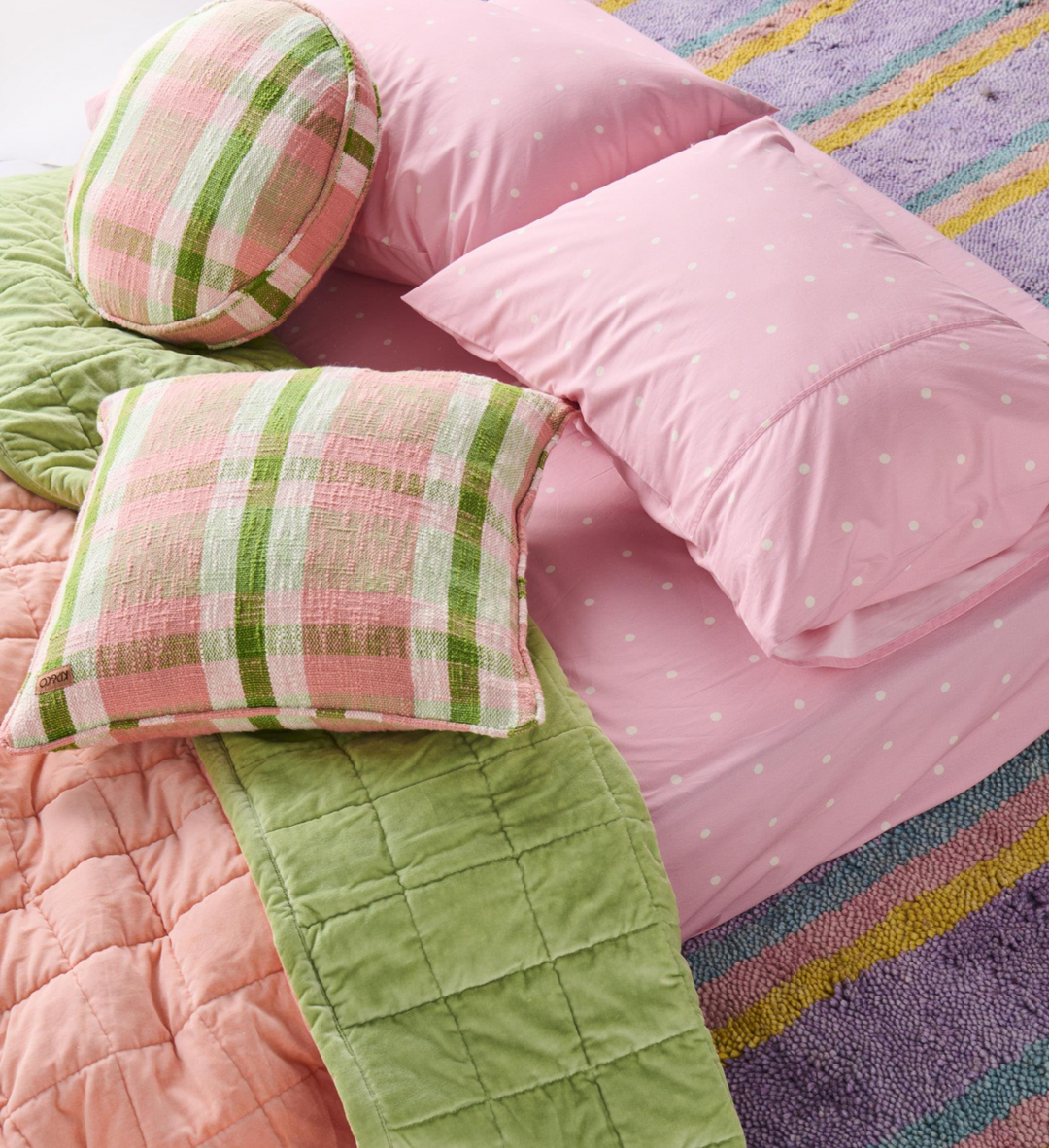 Kip & Co Pistachio Tartan Woven Cushion