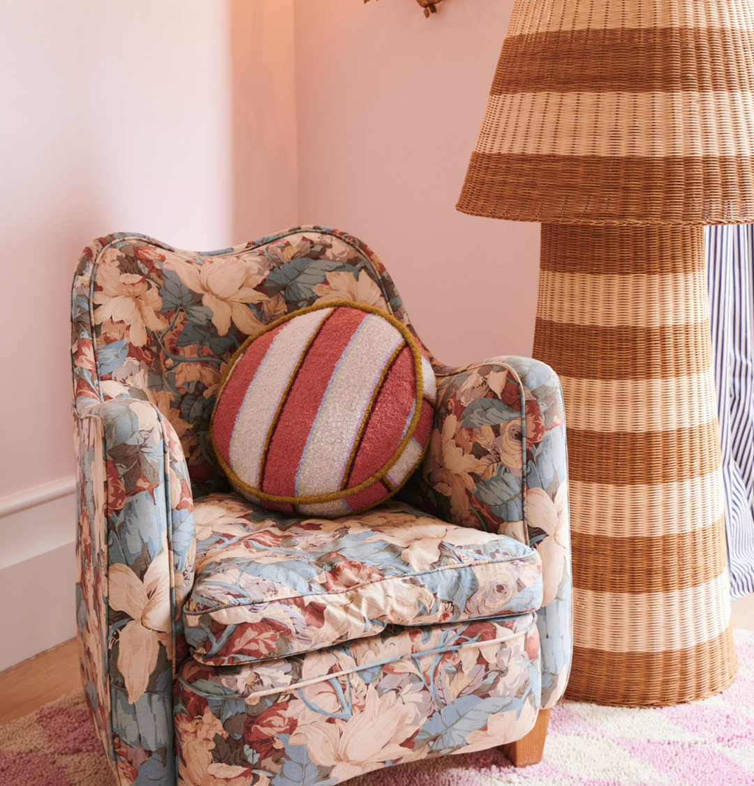 Kip & Co Rose Water Stripe Boucle Pea Cushion