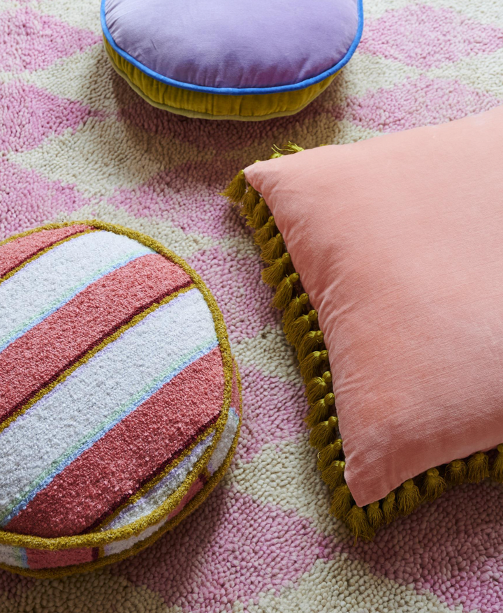 Kip & Co Rose Water Stripe Boucle Pea Cushion