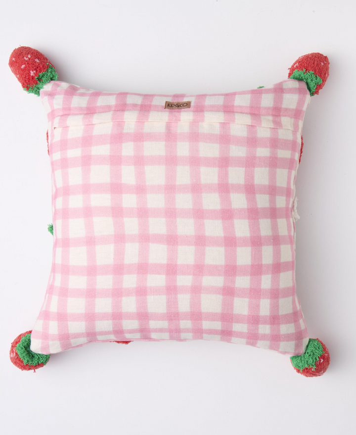Kip & Co Strawberry Jam Tufted Pom Pom Cushion