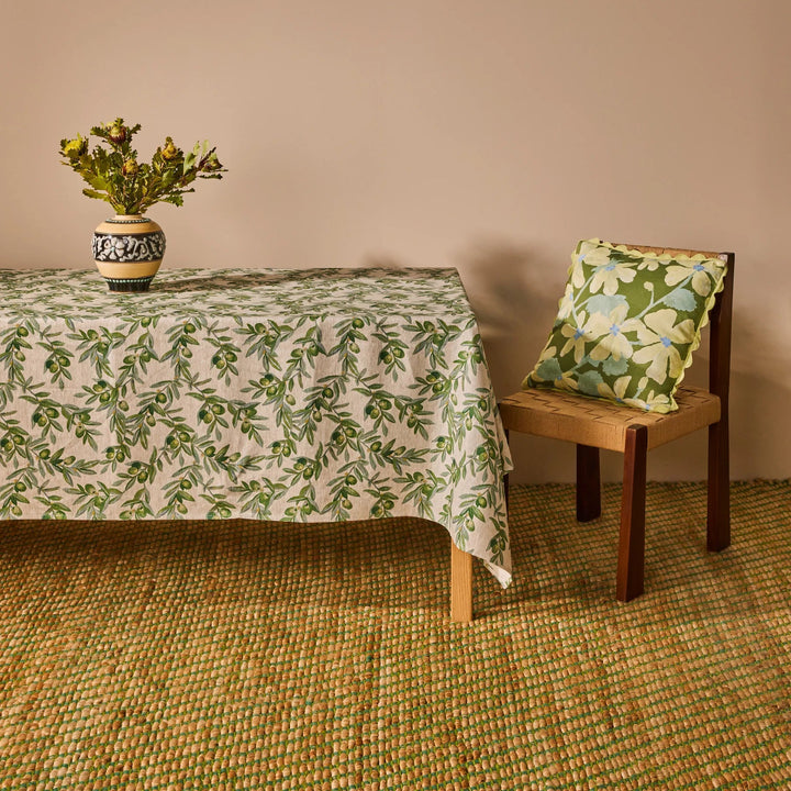 Bonnie & Neil Olive Green Linen Tablecloth