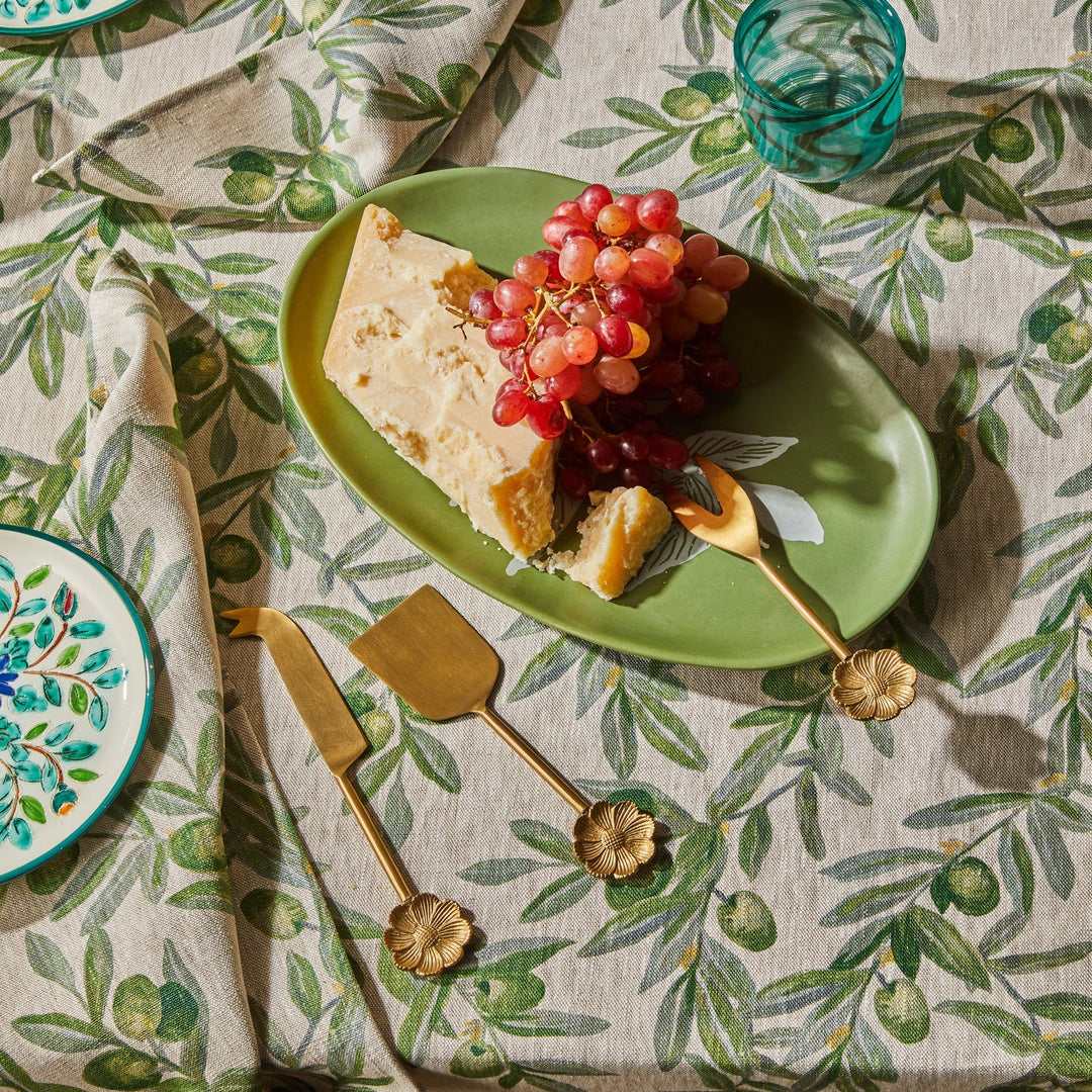 Bonnie & Neil Olive Green Linen Tablecloth