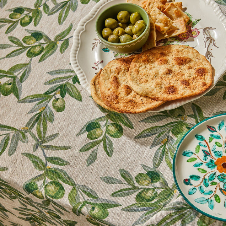 Bonnie & Neil Olive Green Linen Tablecloth