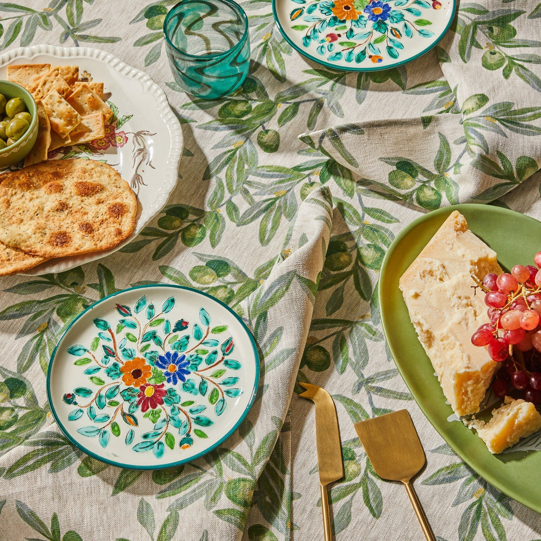 Bonnie & Neil Olive Green Linen Tablecloth