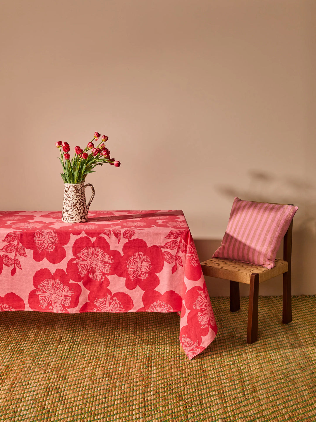 Bonnie & Neil Jardin Pink Linen Tablecloth