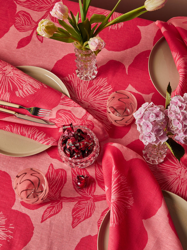 Bonnie & Neil Jardin Pink Linen Tablecloth