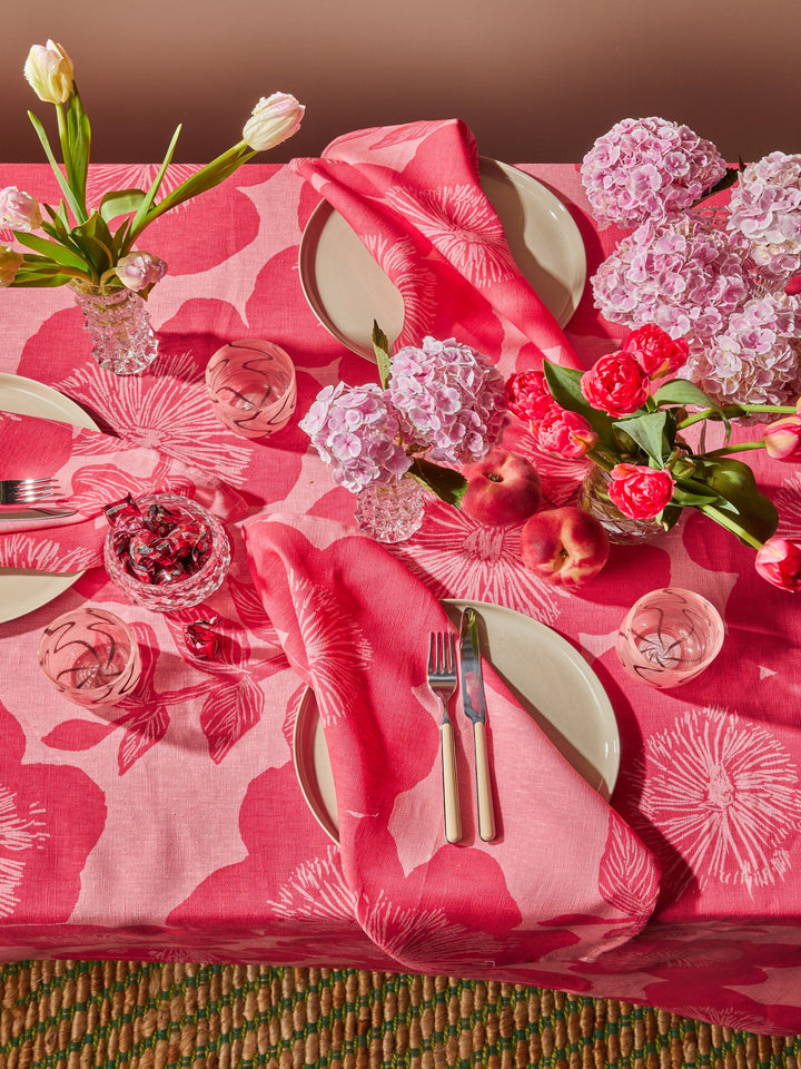 Bonnie & Neil Jardin Pink Linen Tablecloth