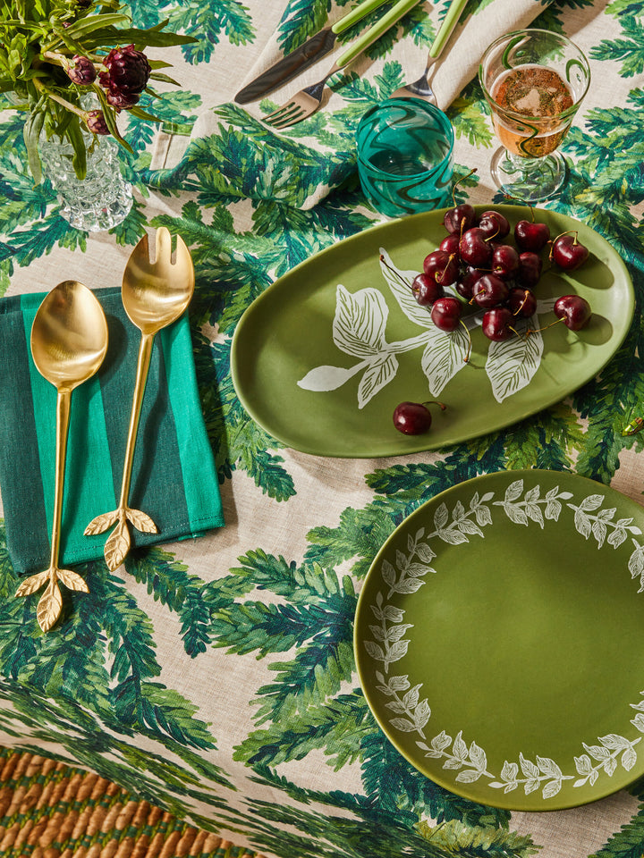Bonnie & Neil Festive Foliage Green Linen Tablecloth