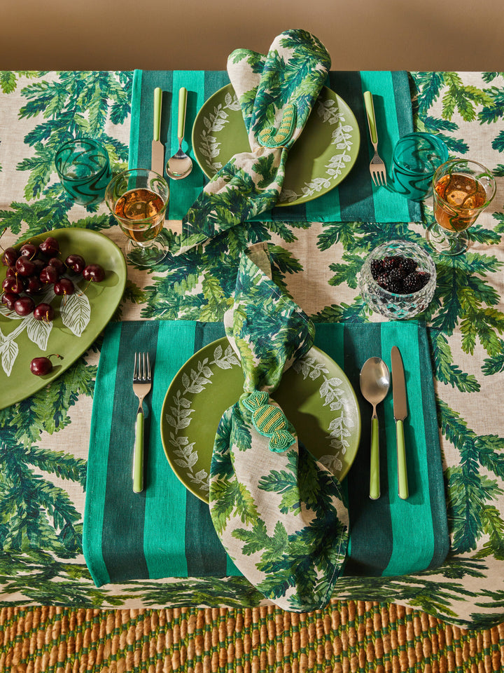 Bonnie & Neil Festive Foliage Green Linen Tablecloth