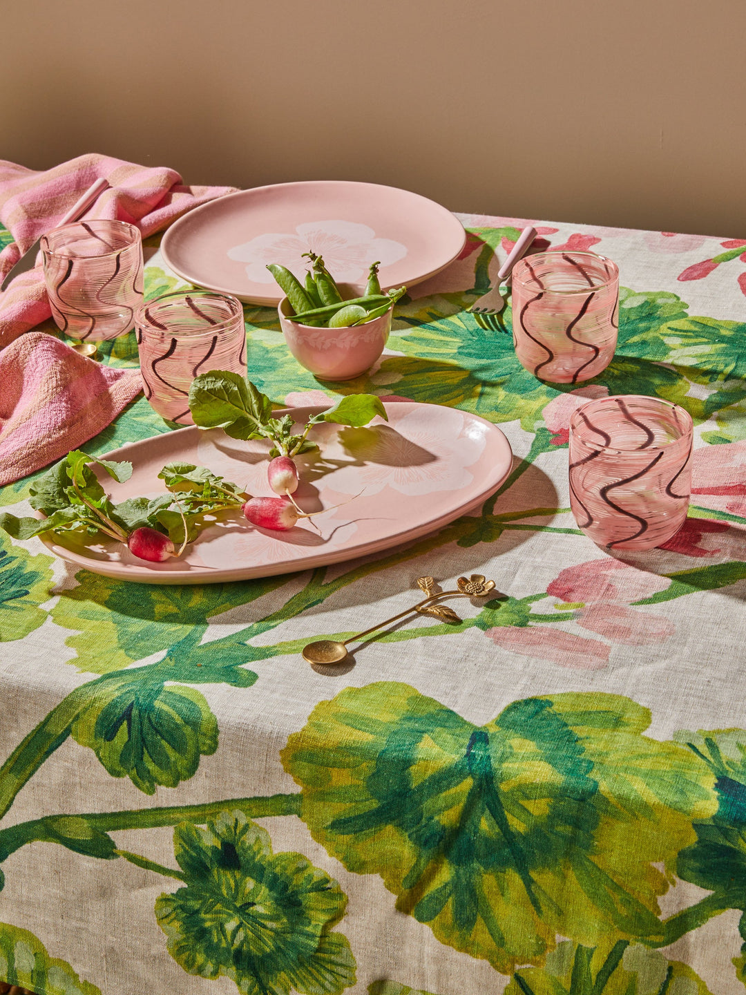 Bonnie & Neil Geranium Multi Linen Tablecloth