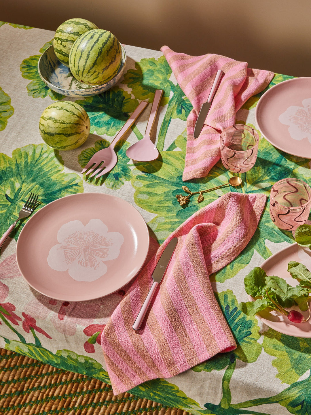 Bonnie & Neil Geranium Multi Linen Tablecloth