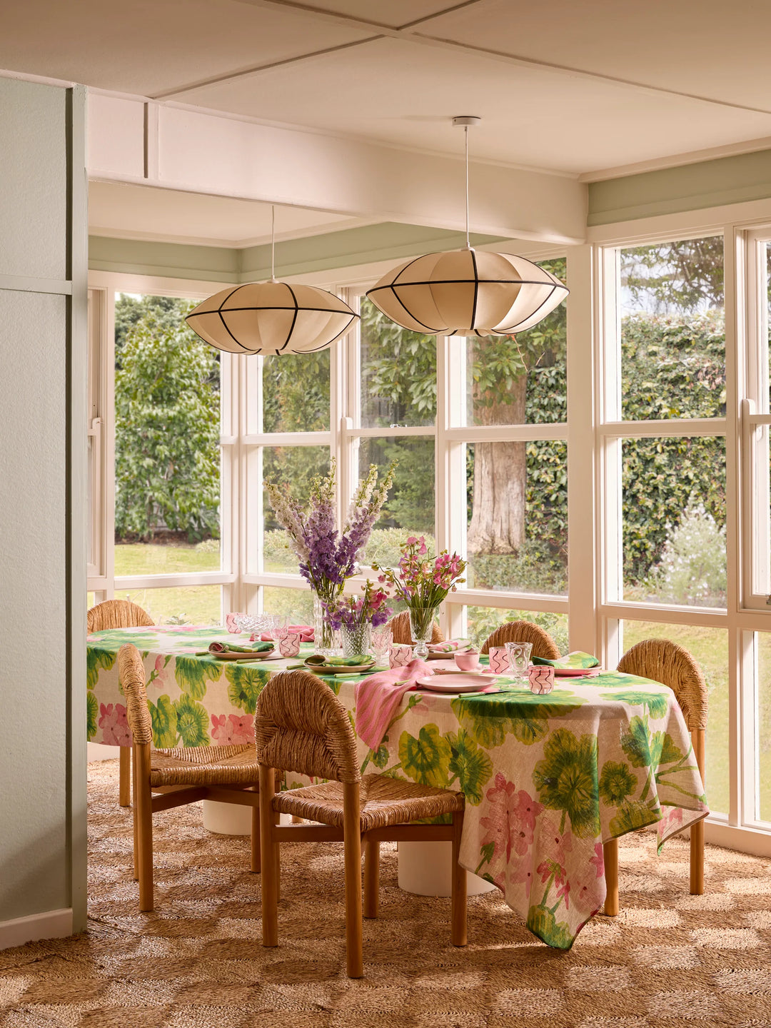 Bonnie & Neil Geranium Multi Linen Tablecloth