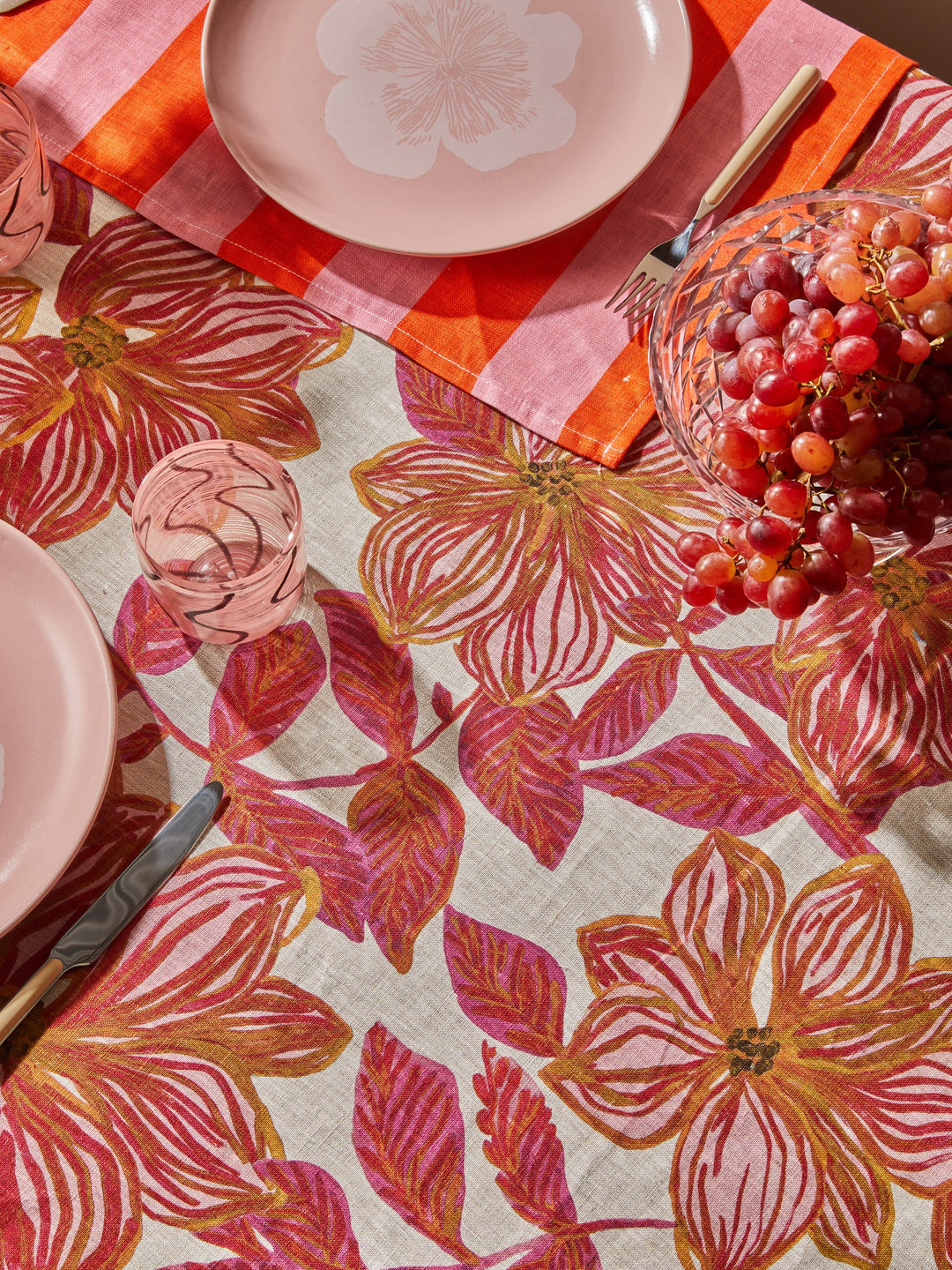Bonnie & Neil Azalea Pink Linen Tablecloth