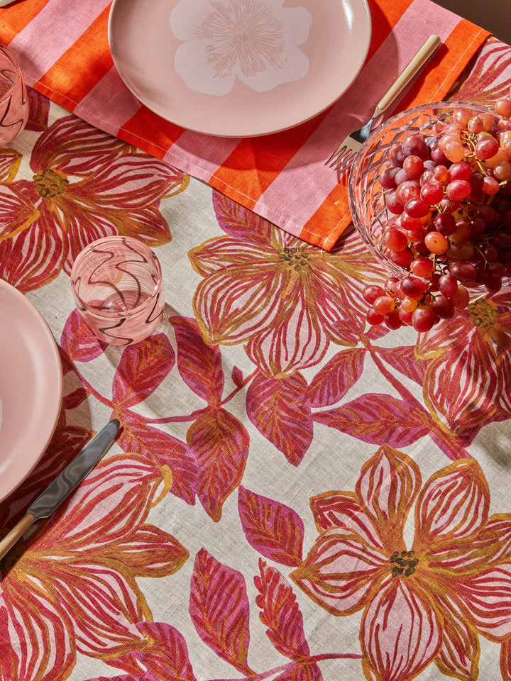 Bonnie & Neil Azalea Pink Linen Tablecloth