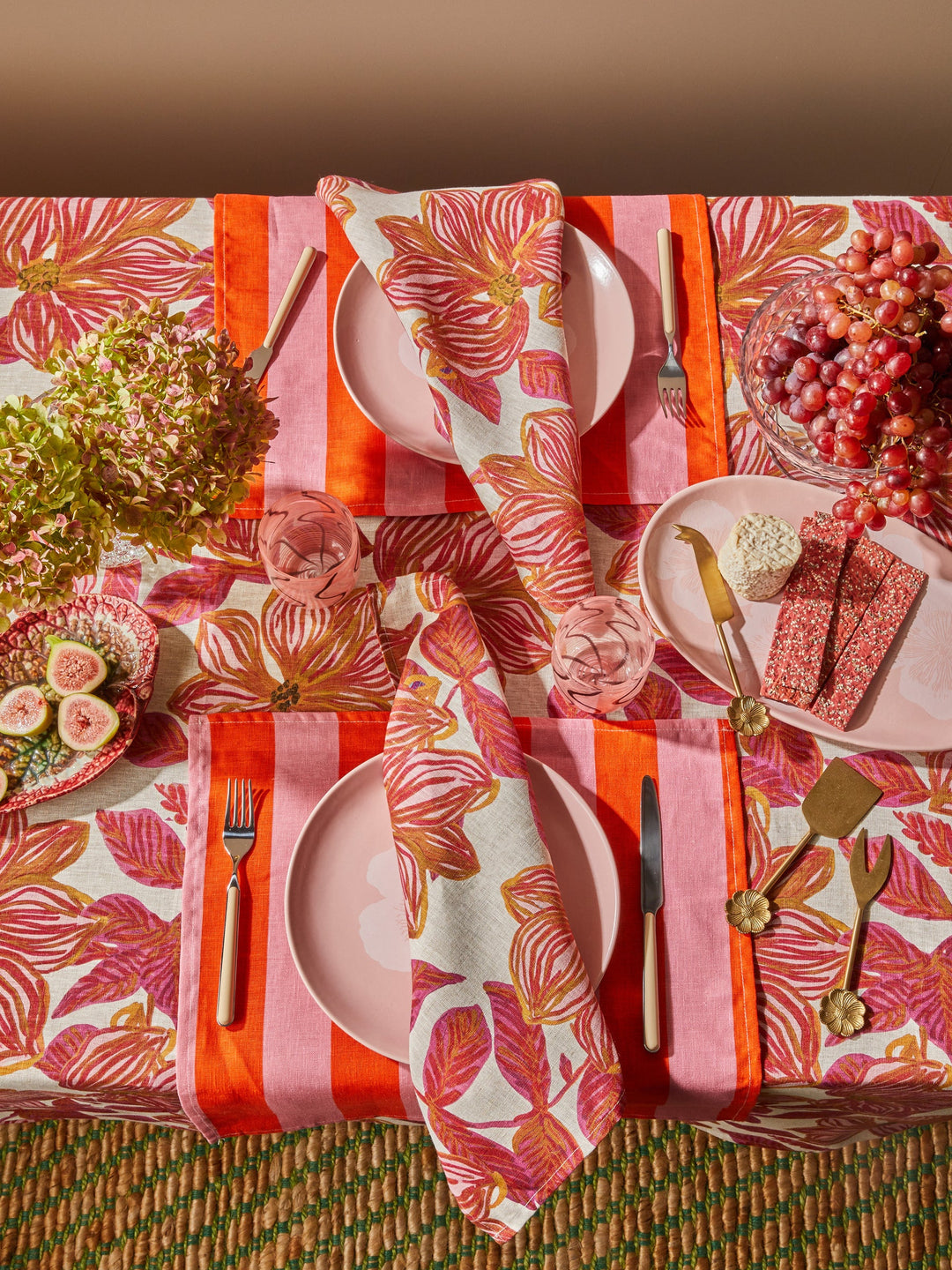 Bonnie & Neil Azalea Pink Linen Tablecloth
