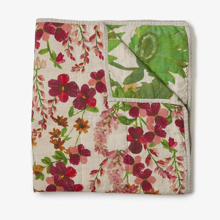 Bonnie & Neil Lupin Multi & Marigold Leaf Linen Quilted Throw
