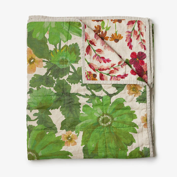 Bonnie & Neil Lupin Multi & Marigold Leaf Linen Quilted Throw
