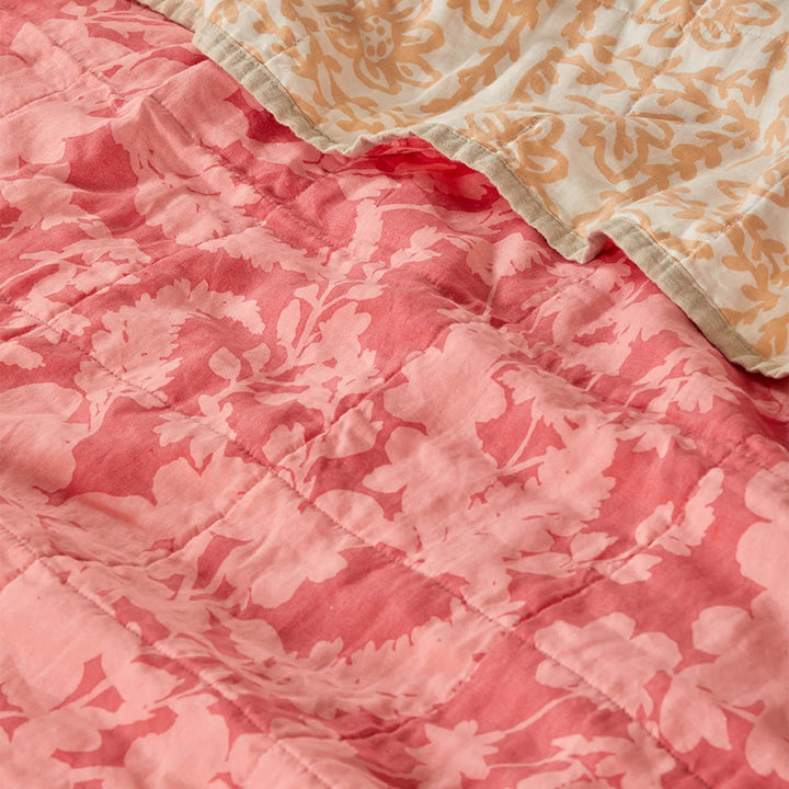 Bonnie & Neil Petal Pink & Daisy Buff Linen Quilted Throw