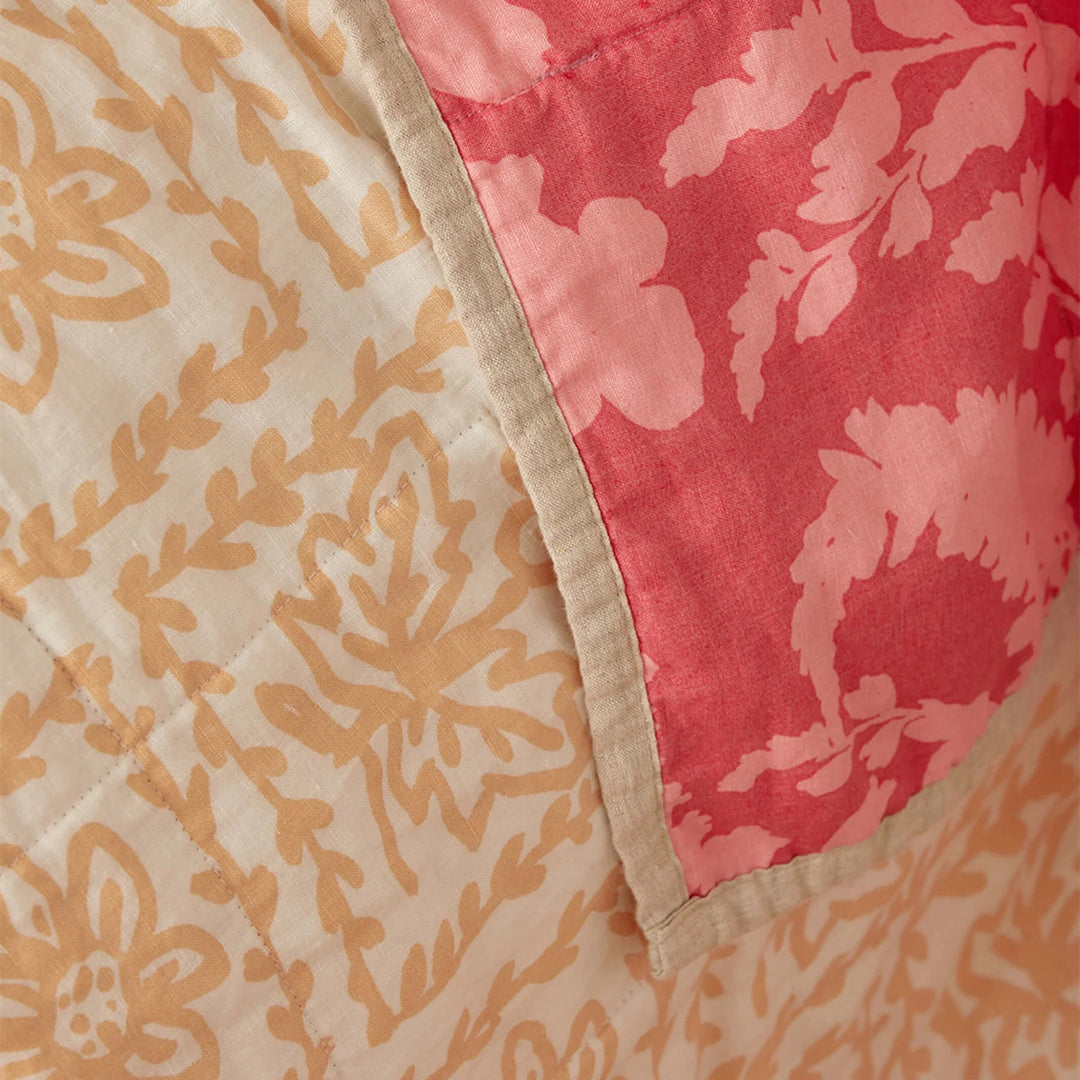 Bonnie & Neil Petal Pink & Daisy Buff Linen Quilted Throw