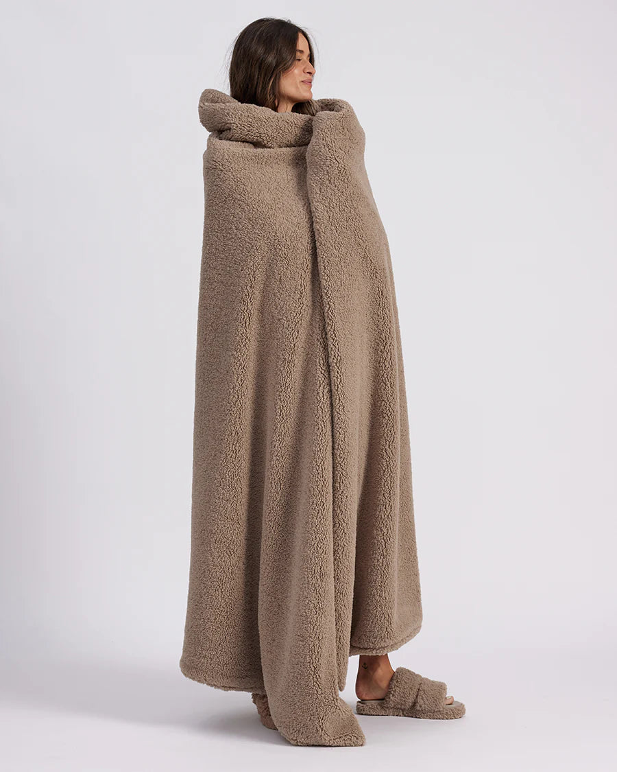 Hommey Faux Fur Throw Blanket - Warm Grey
