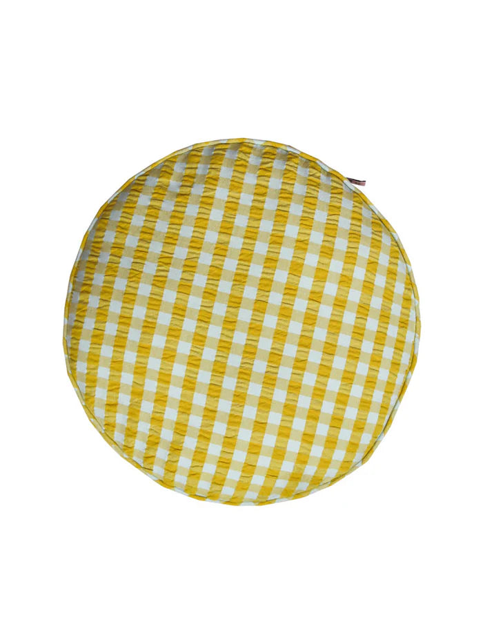 Mosey Me Citrus Seersucker Round Cushion Sale price