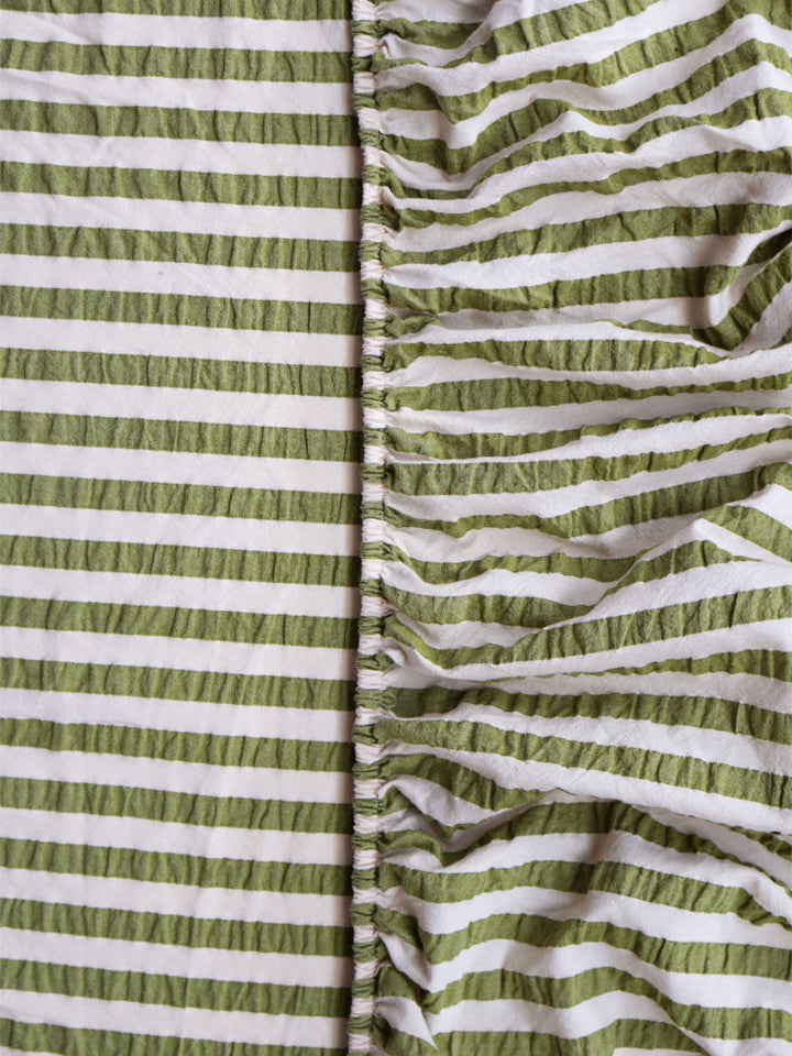 Mosey Me Pistachio Seersucker Stripe Fitted Sheet