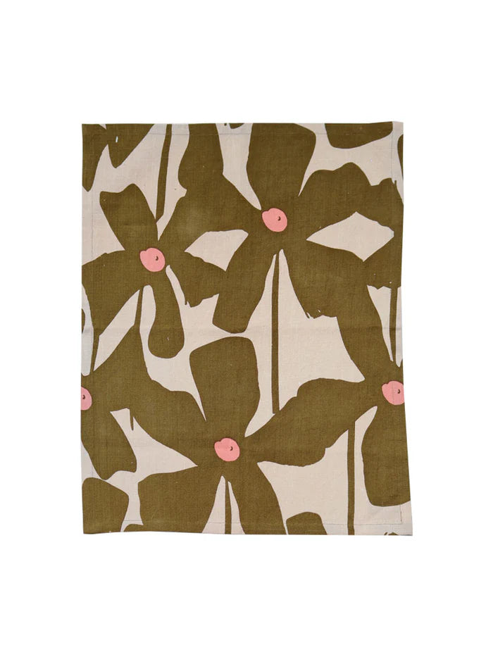 Mosey Me Olive Poppy Tea Towel