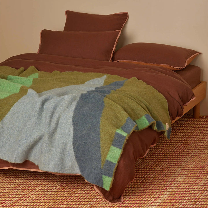 Bonnie & Neil Geometric Green Mohair Throw