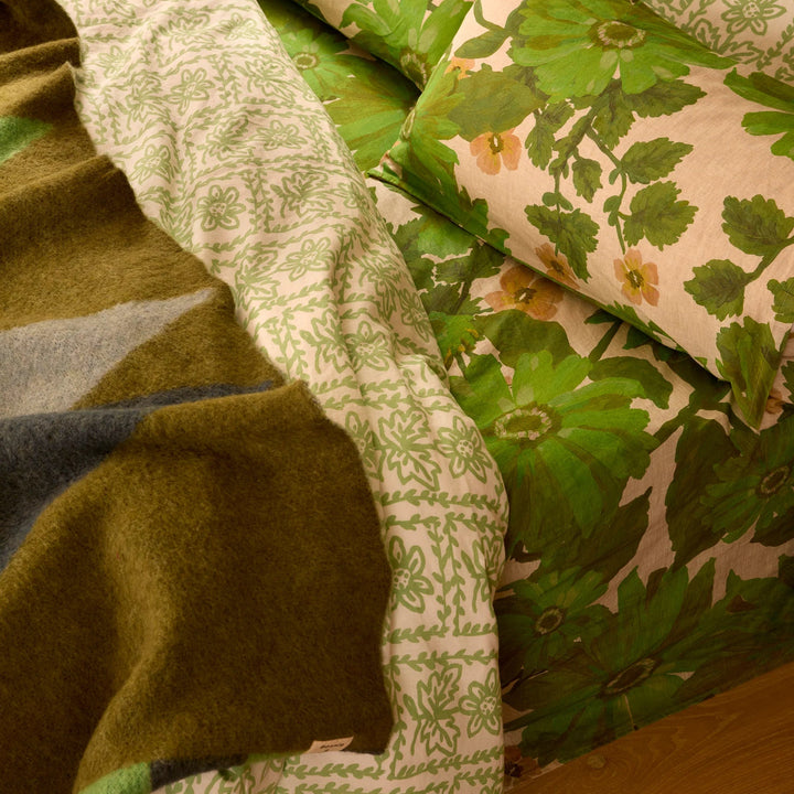 Bonnie & Neil Geometric Green Mohair Throw