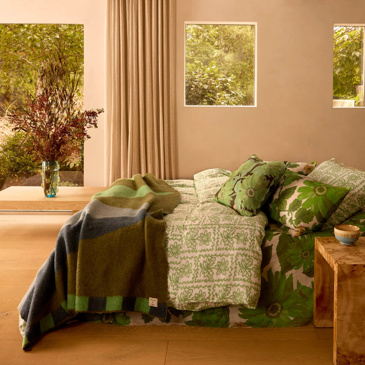Bonnie & Neil Geometric Green Mohair Throw